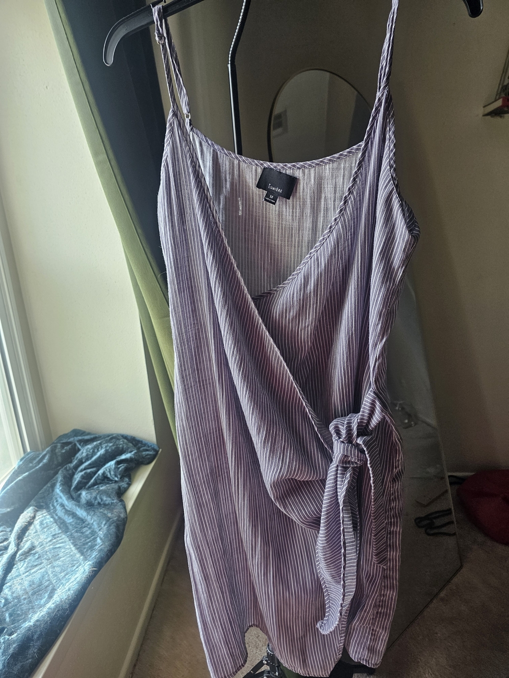 Lumiere Navy Striped Wrap Slip with Side Tie